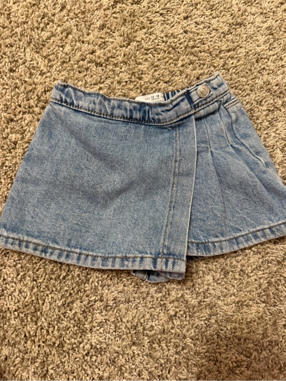 Zara Light Blue Denim Skort with Wrap Pleat